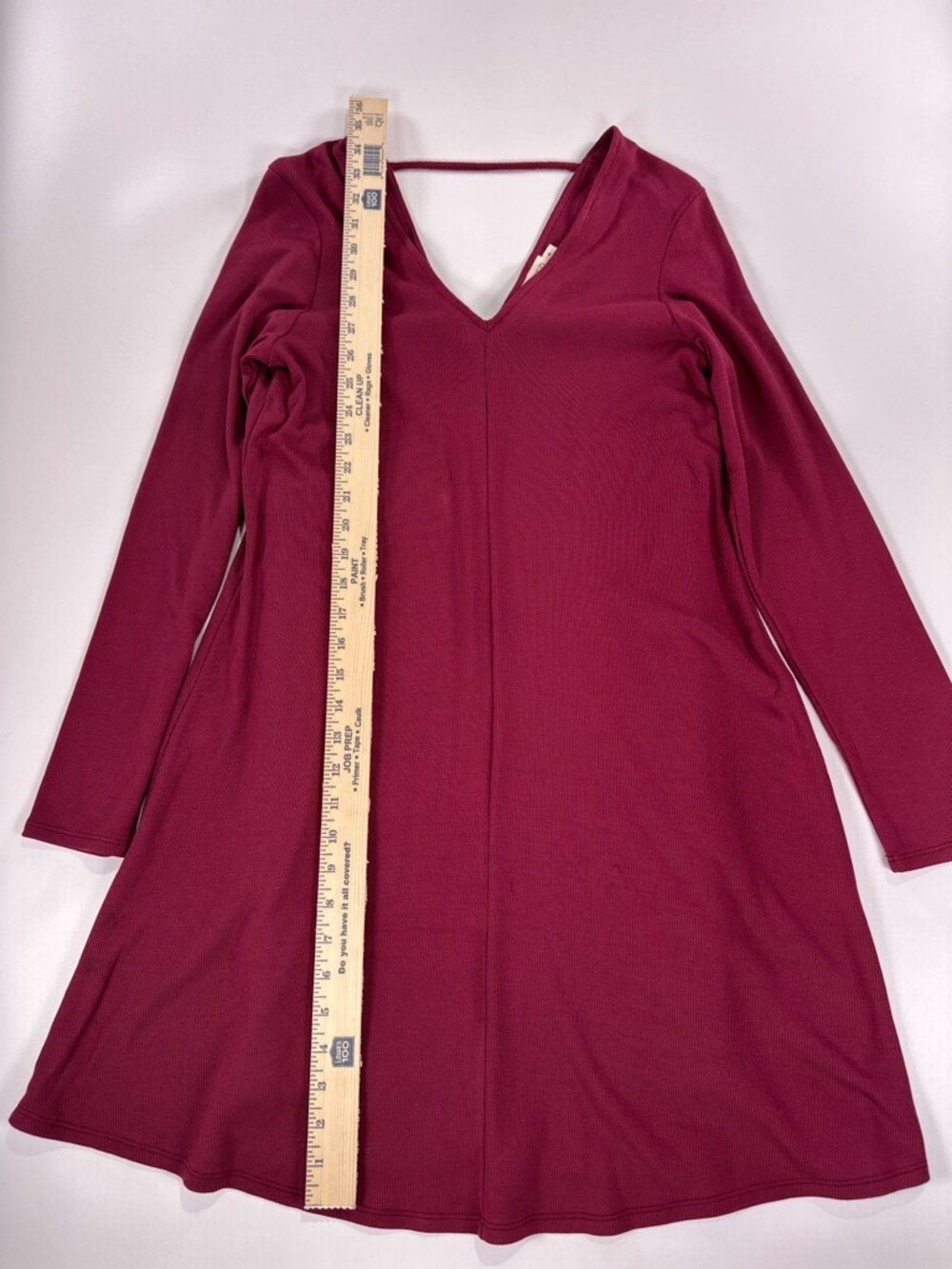 LA Relaxed Ribbed Modal V-Back Swing Dress Medium Raspberry NWT - Picture 3 of 14
